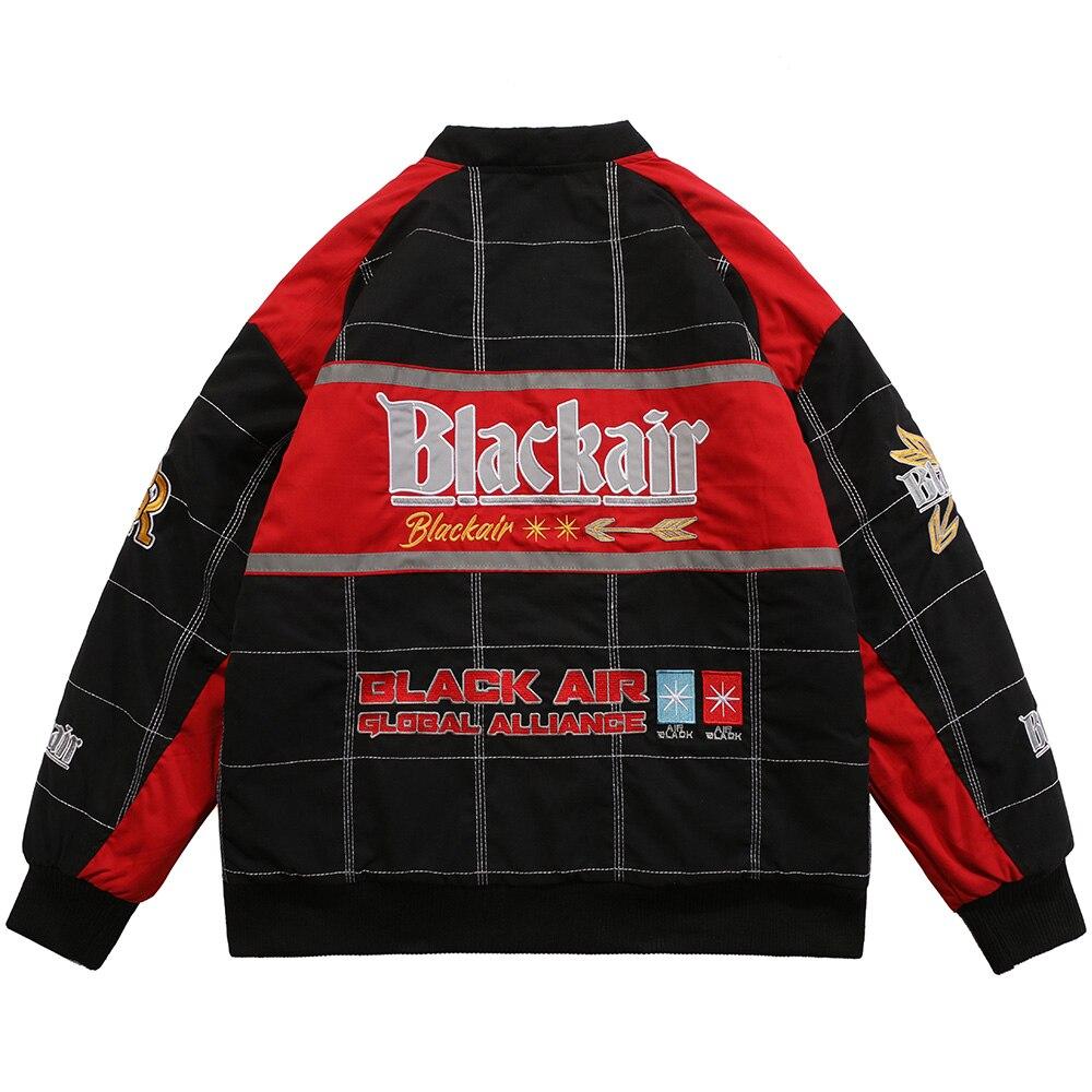 Thicken Baseball Jacket Men Plaid Embroidery Button Bomber Coat Winter