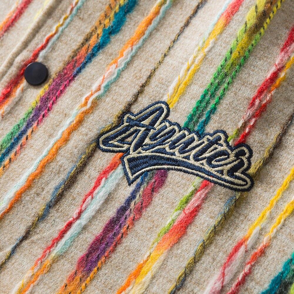 Baseball Jacket Men Colorful Knitted Striped Letter Embroidery