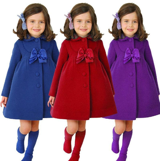 kids Designer Clothes Girls Big Bow Coats Solid Toddler Jacket Long