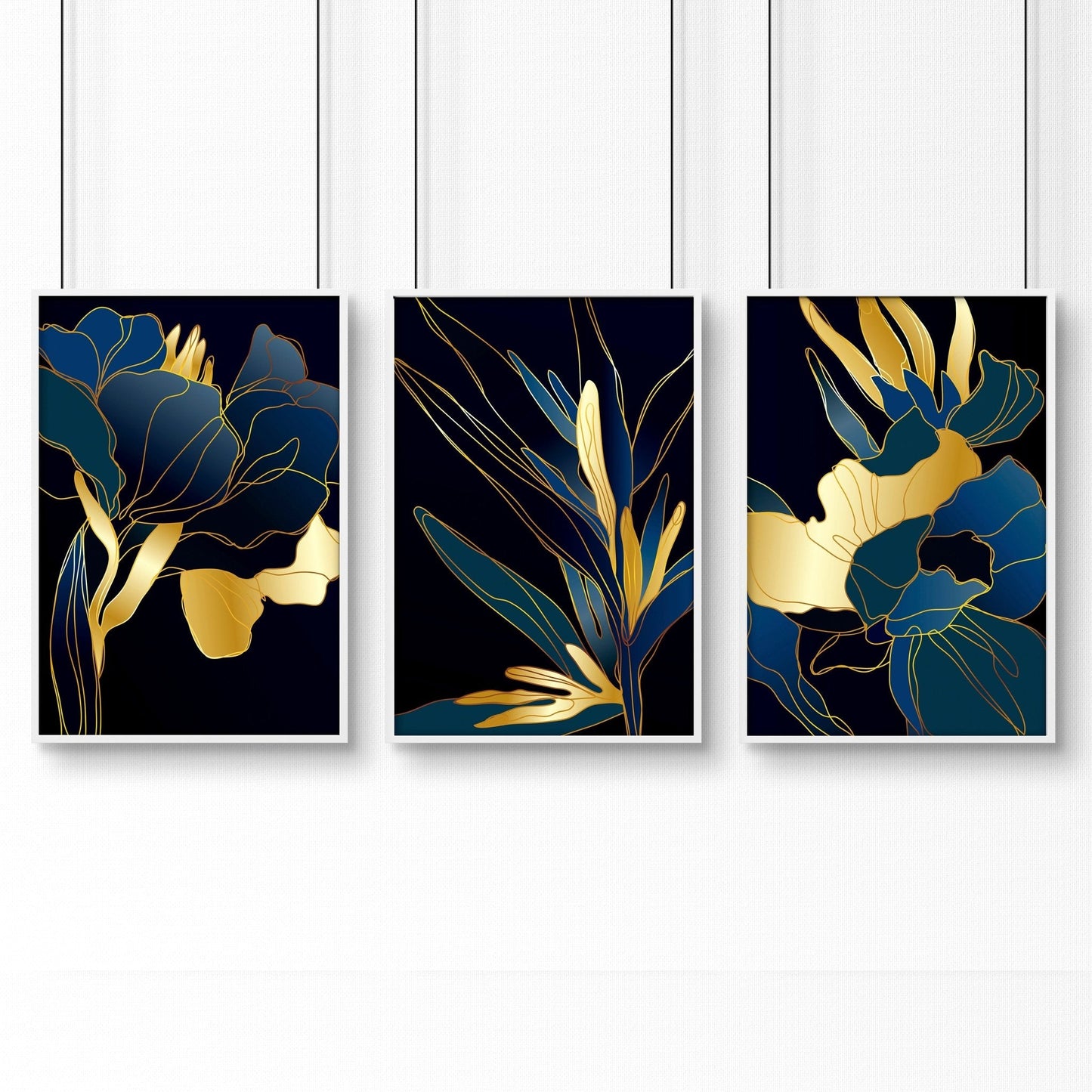 Living room artwork | set of 3 Teal wall art prints