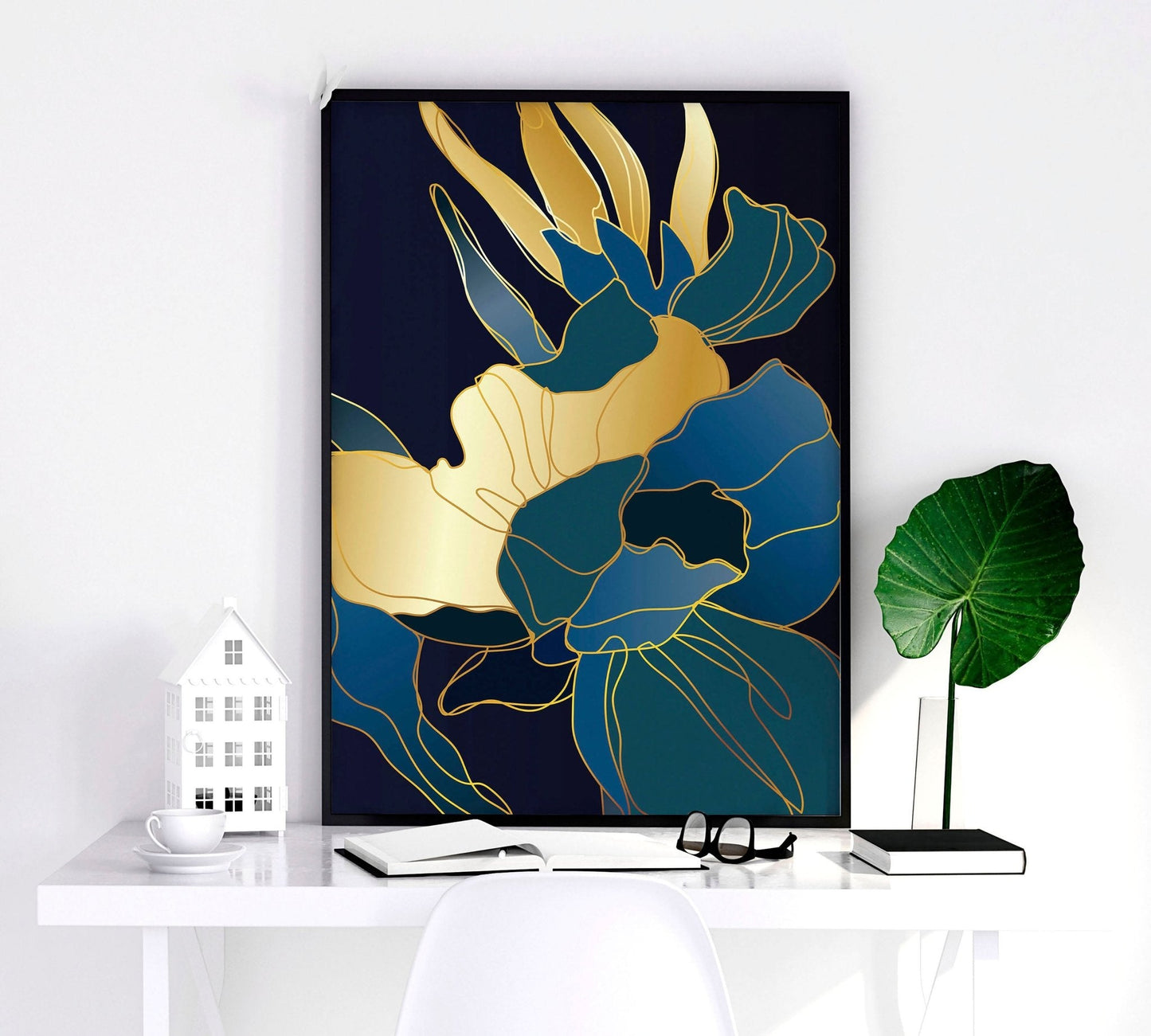 Living room artwork | set of 3 Teal wall art prints